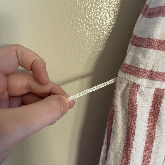 beachlunchlounge Women XS Red White Stripe Linen Cotton Wide Leg Talia Jumpsuit - Picture 6 of 13